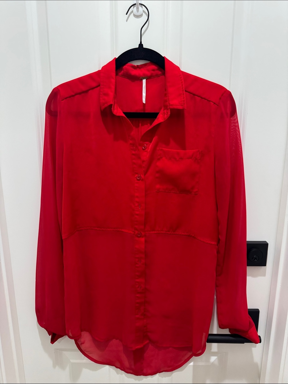 Free People Vibrant Red Blouse